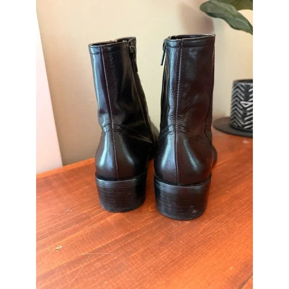 Antonio Melani Abbott Black Leather Ankle Boots 8.5M Brazil